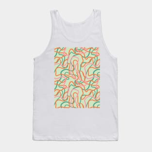 Abstract curvy lines pattern in mint green Tank Top